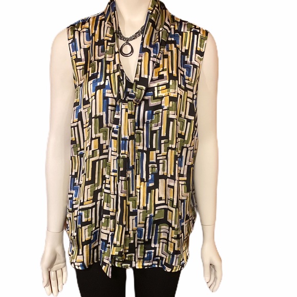 Nine West Tops - NINE WEST Geometric Tie Sleeveless Top - 1X